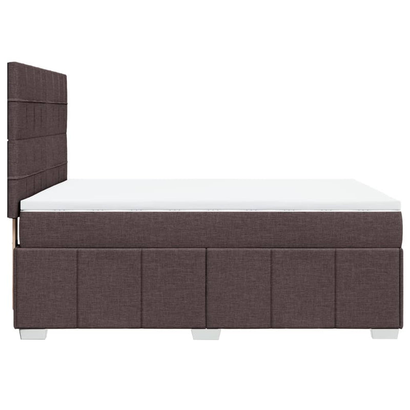 Pat continental cu saltea, maro închis, 140x200 cm, textil