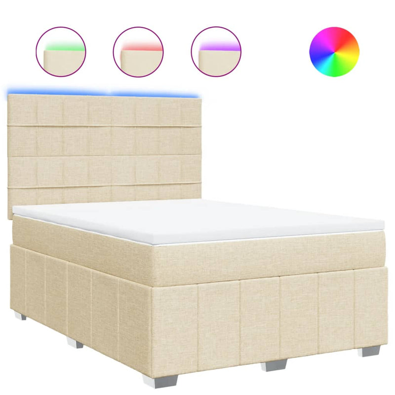 Pat continental cu saltea, crem, 140x200 cm, material textil