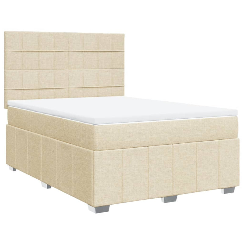 Pat continental cu saltea, crem, 140x200 cm, material textil