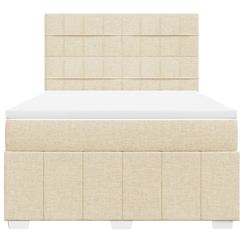Pat continental cu saltea, crem, 140x200 cm, material textil