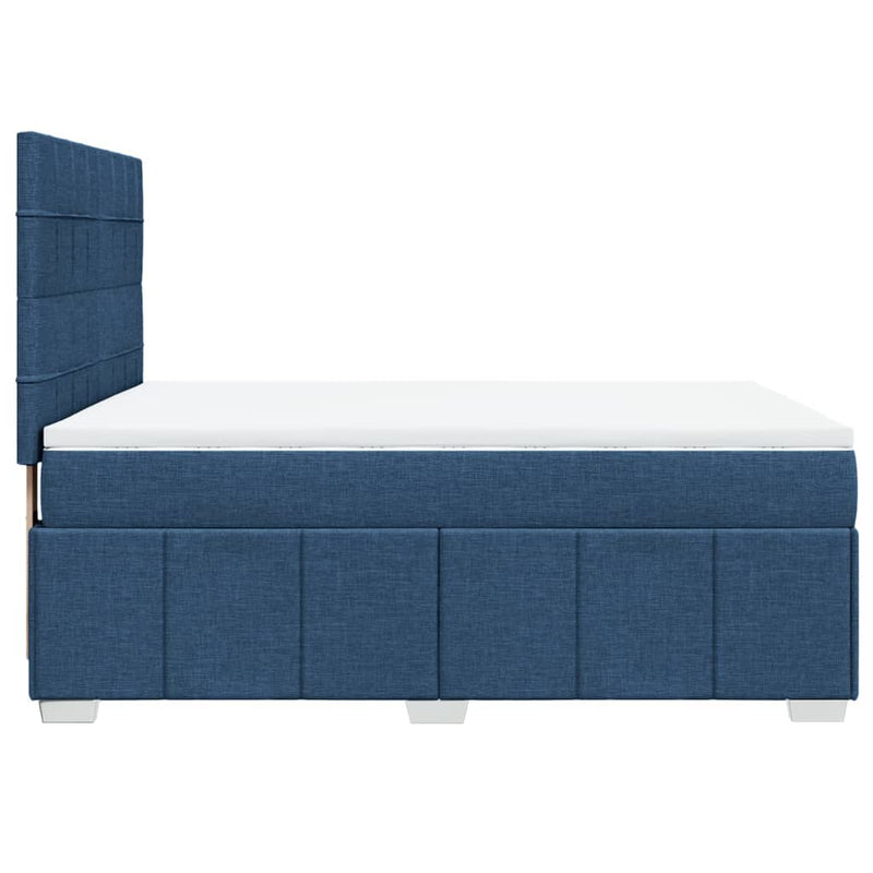 Pat continental cu saltea, albastru, 140x200cm, material textil
