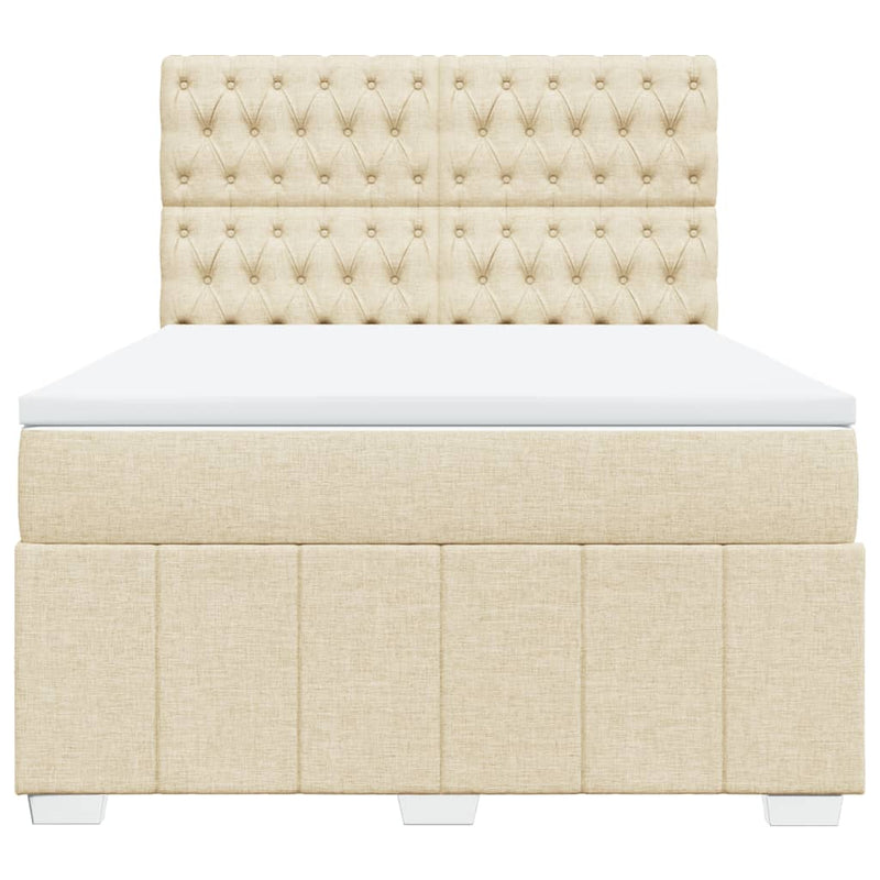 Pat continental cu saltea, crem, 140x200 cm, material textil