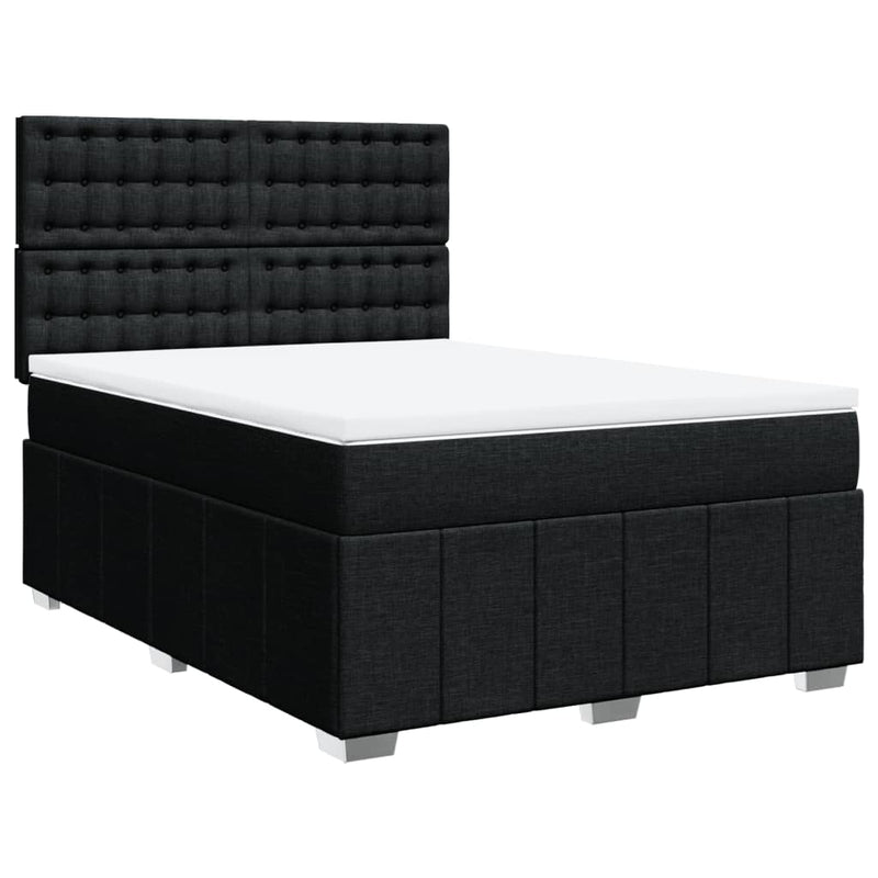 Pat box spring cu saltea, negru, 140x200 cm, textil