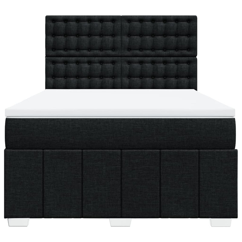Pat box spring cu saltea, negru, 140x200 cm, textil