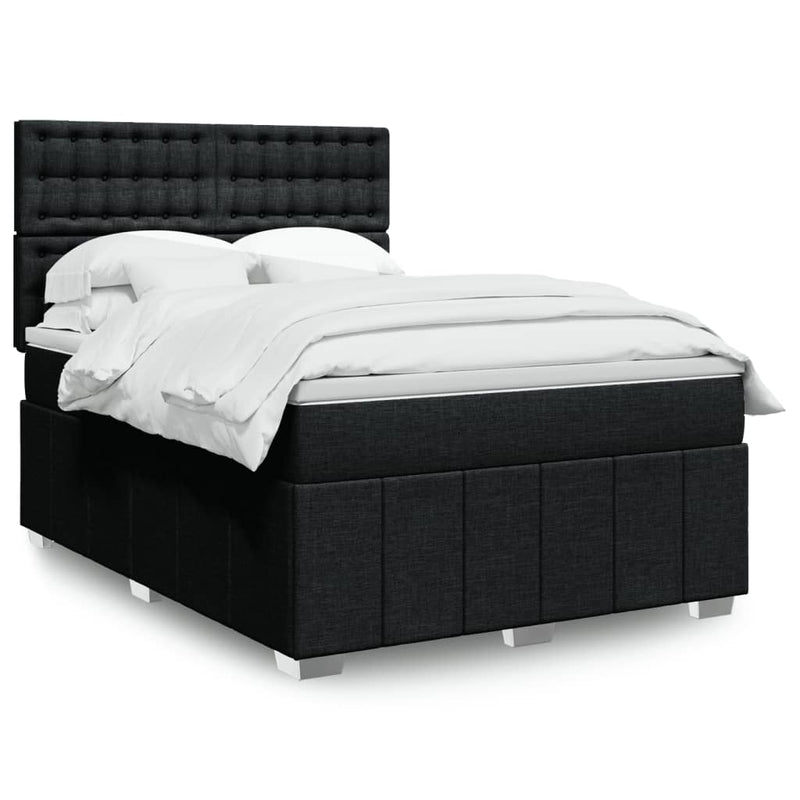 Pat box spring cu saltea, negru, 140x200 cm, textil