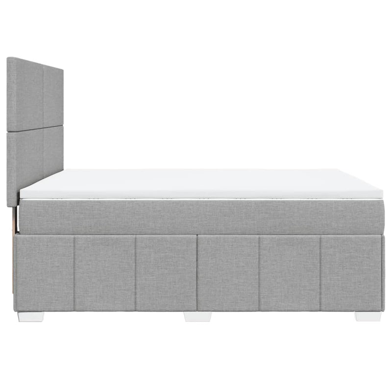 Pat continental cu saltea, gri deschis, 160x200 cm, textil
