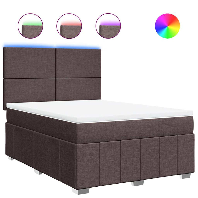 Pat box spring cu saltea, maro închis, 160x200 cm, textil