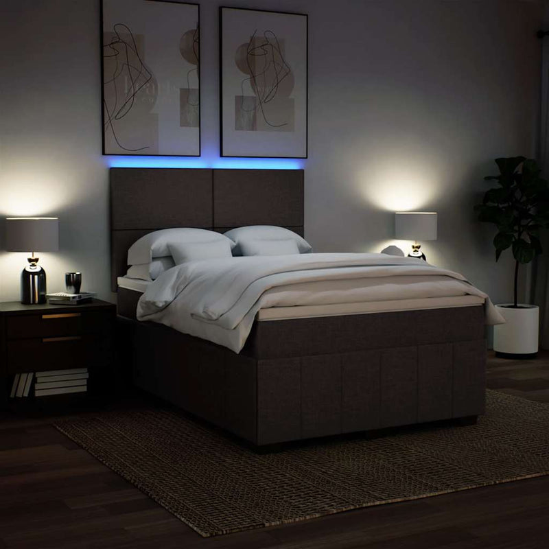Pat box spring cu saltea, maro închis, 160x200 cm, textil