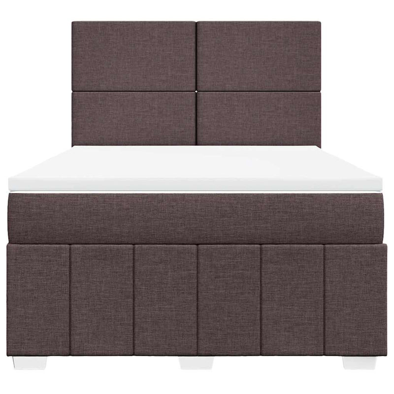 Pat box spring cu saltea, maro închis, 160x200 cm, textil