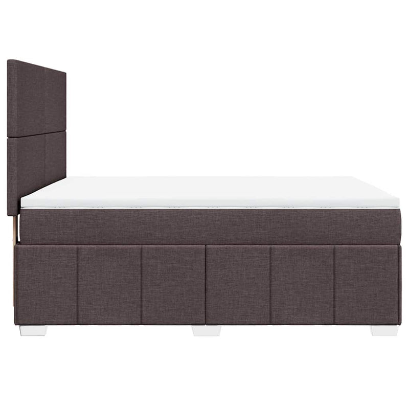 Pat box spring cu saltea, maro închis, 160x200 cm, textil