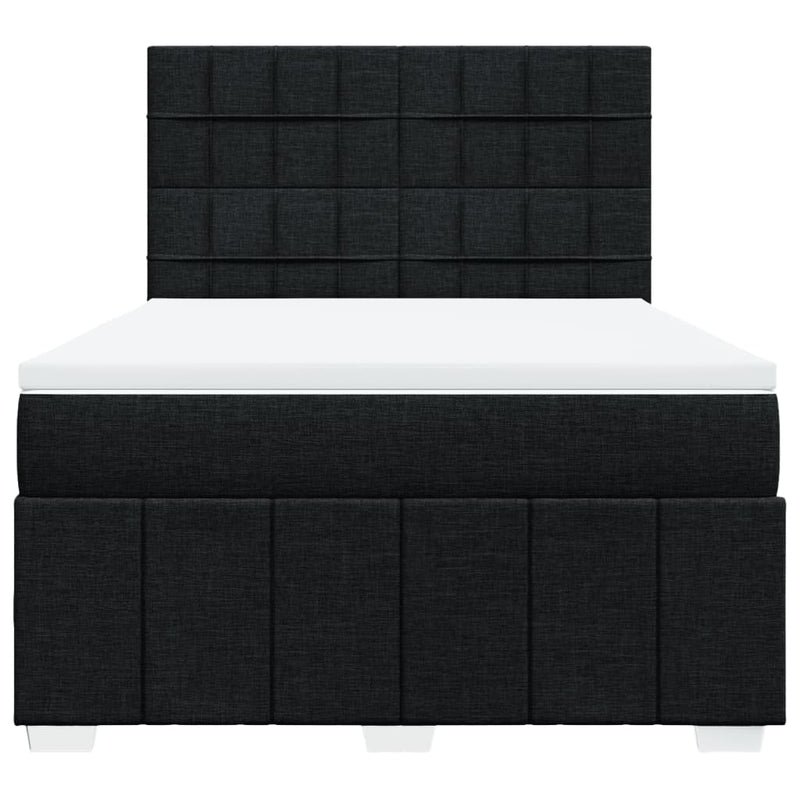 Pat box spring cu saltea, negru, 160x200 cm, textil
