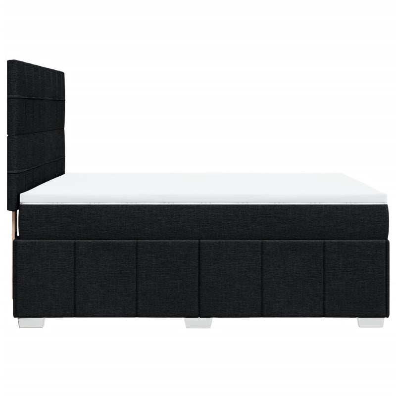 Pat box spring cu saltea, negru, 160x200 cm, textil