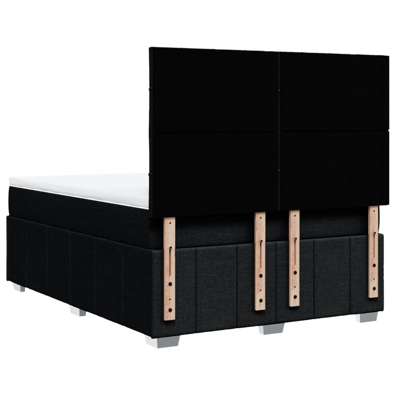 Pat box spring cu saltea, negru, 160x200 cm, textil