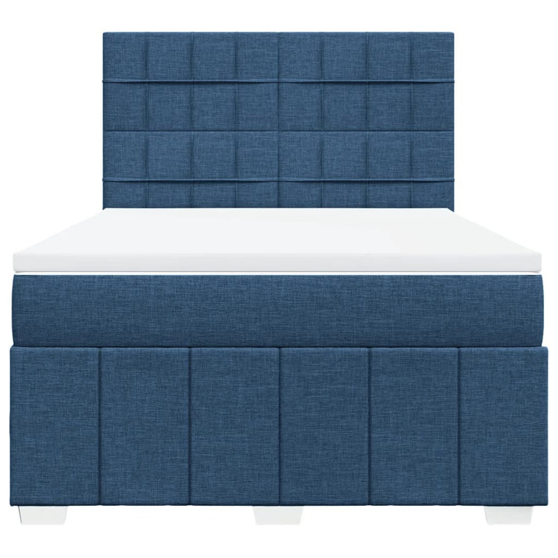 Pat continental cu saltea, albastru, 160x200cm, material textil