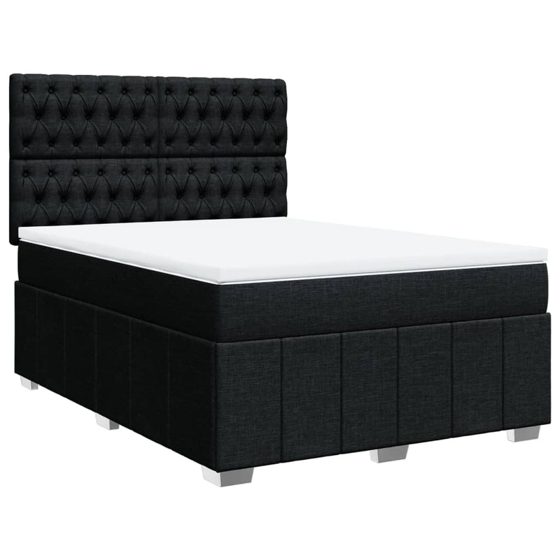 Pat box spring cu saltea, negru, 160x200 cm, textil