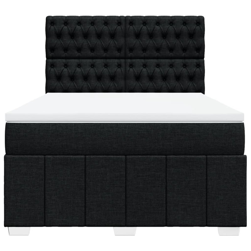 Pat box spring cu saltea, negru, 160x200 cm, textil