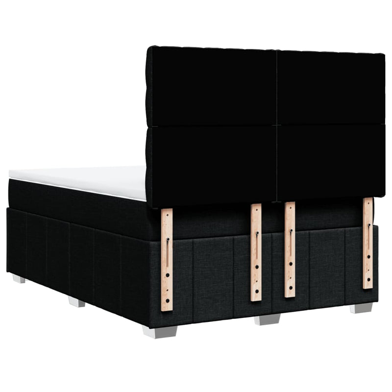 Pat box spring cu saltea, negru, 160x200 cm, textil