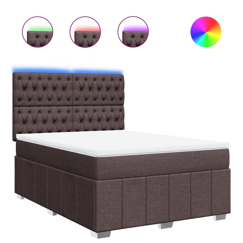 Pat box spring cu saltea, maro închis, 160x200 cm, textil