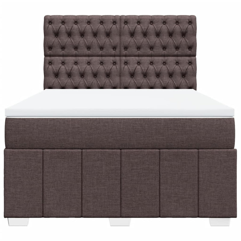 Pat box spring cu saltea, maro închis, 160x200 cm, textil
