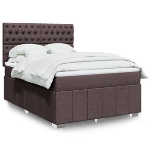 Pat box spring cu saltea, maro închis, 160x200 cm, textil