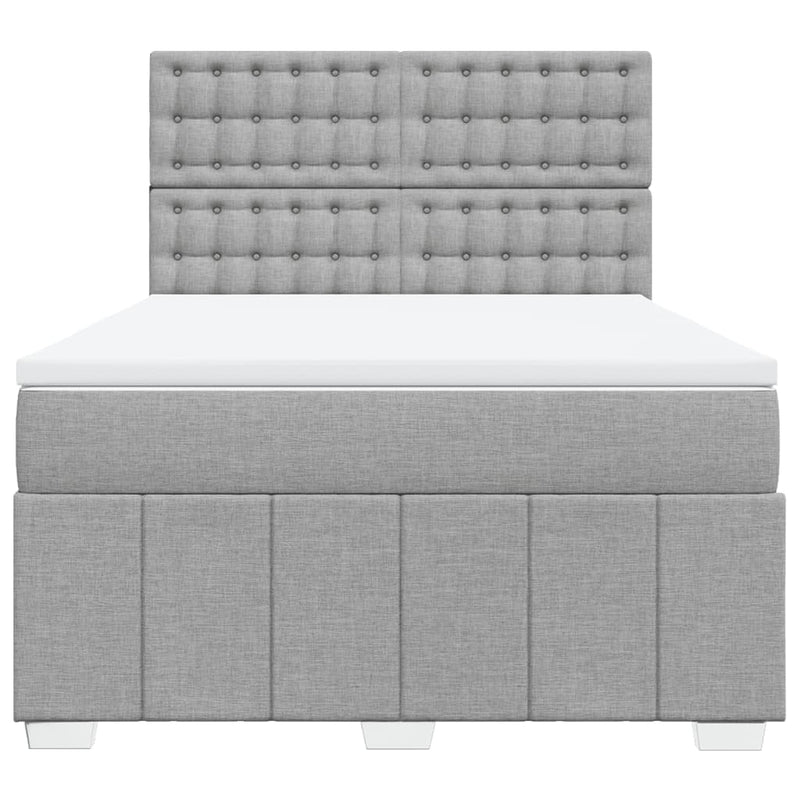 Pat continental cu saltea, gri deschis, 160x200 cm, textil