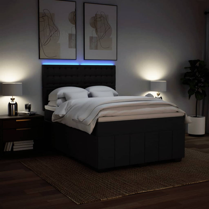 Pat box spring cu saltea, negru, 160x200 cm, textil