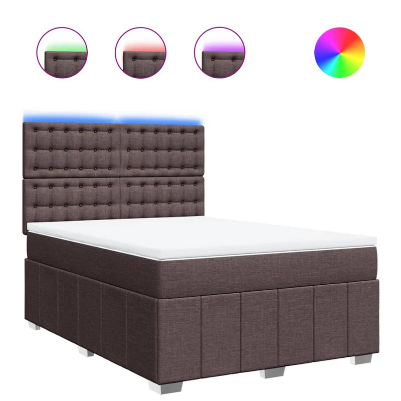Pat box spring cu saltea, maro închis, 160x200 cm, textil