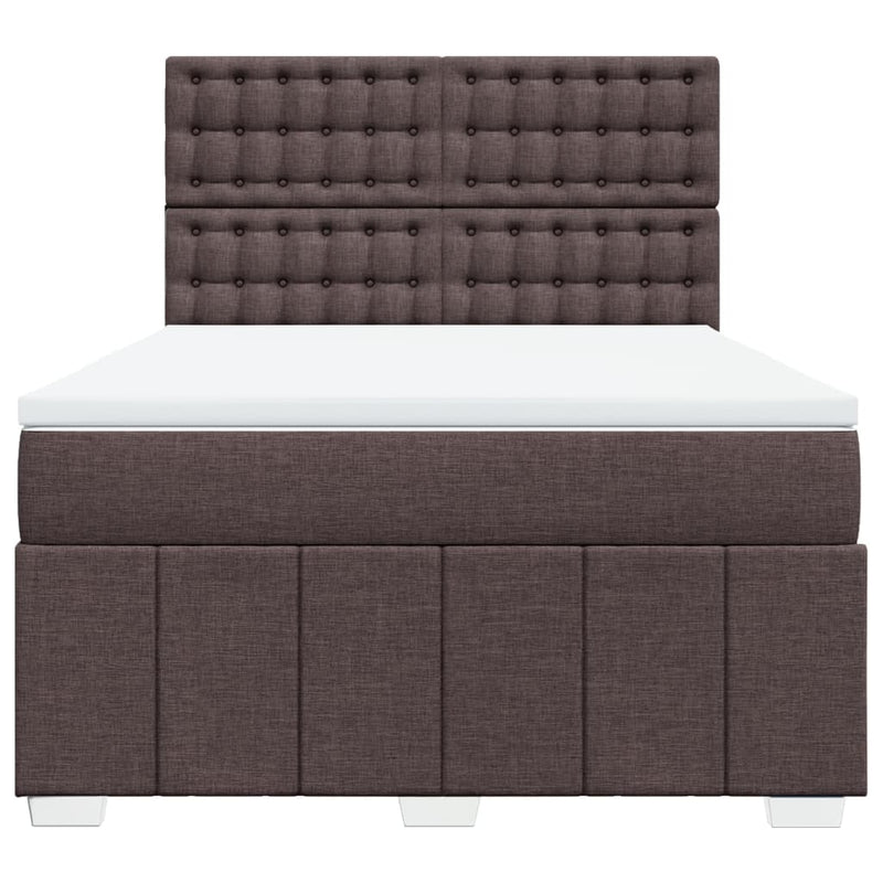 Pat box spring cu saltea, maro închis, 160x200 cm, textil