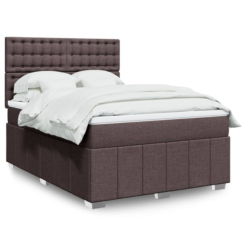 Pat box spring cu saltea, maro închis, 160x200 cm, textil