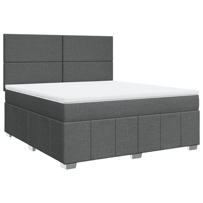 Pat box spring cu saltea, gri închis, 180x200 cm, textil