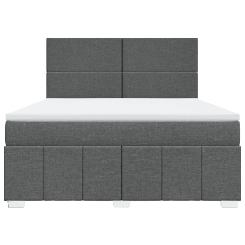 Pat box spring cu saltea, gri închis, 180x200 cm, textil