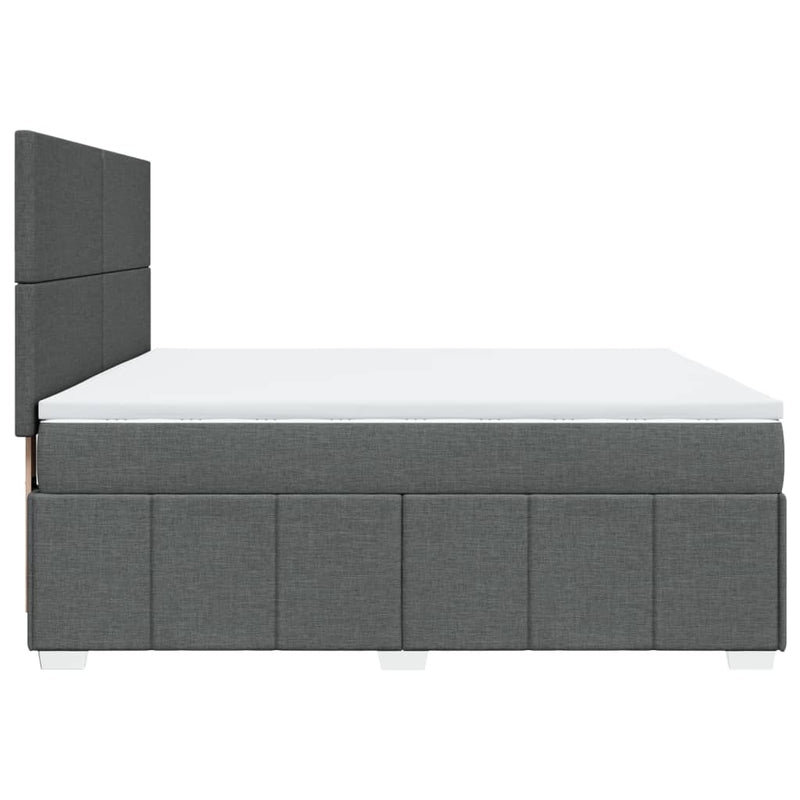 Pat box spring cu saltea, gri închis, 180x200 cm, textil