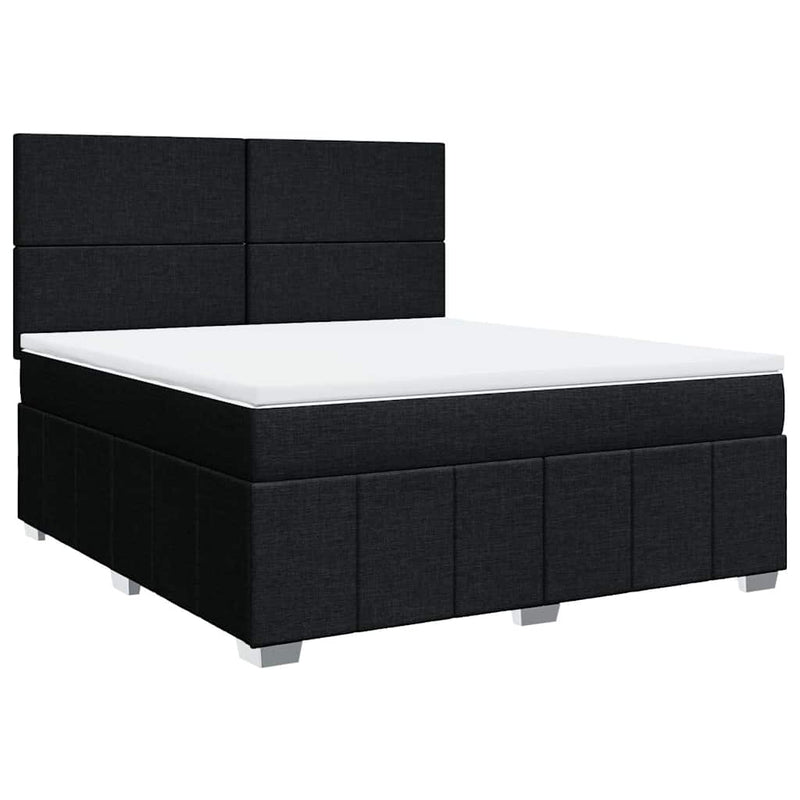 Pat box spring cu saltea, negru, 180x200 cm, catifea