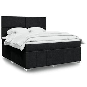 Pat box spring cu saltea, negru, 180x200 cm, catifea