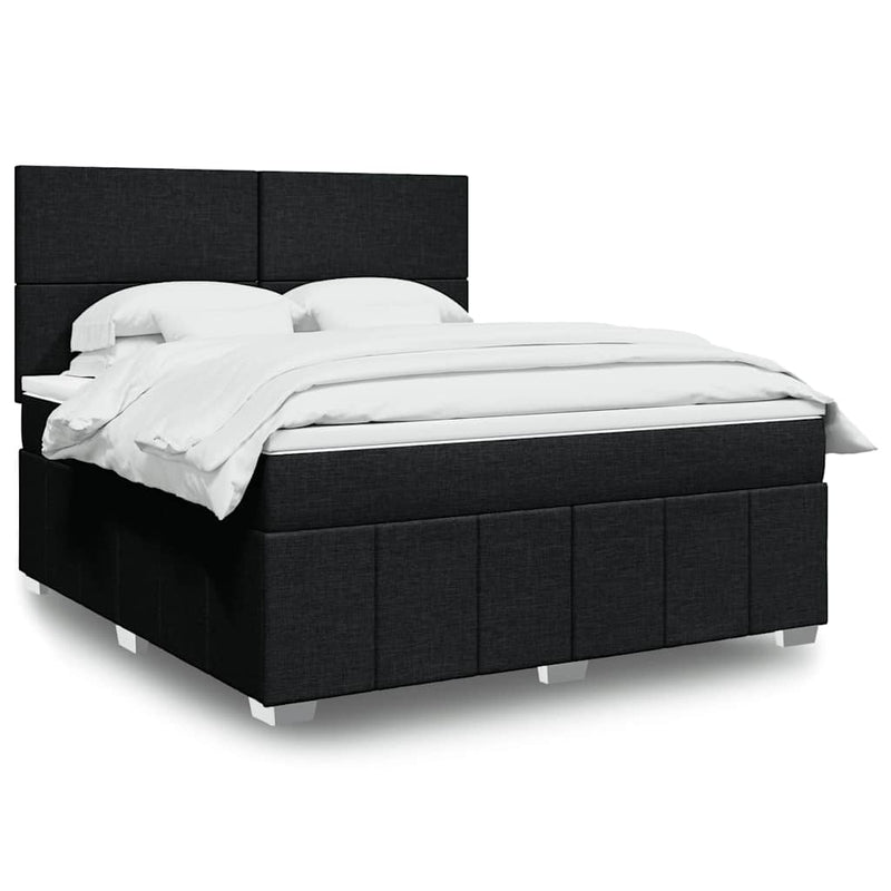 Pat box spring cu saltea, negru, 180x200 cm, catifea