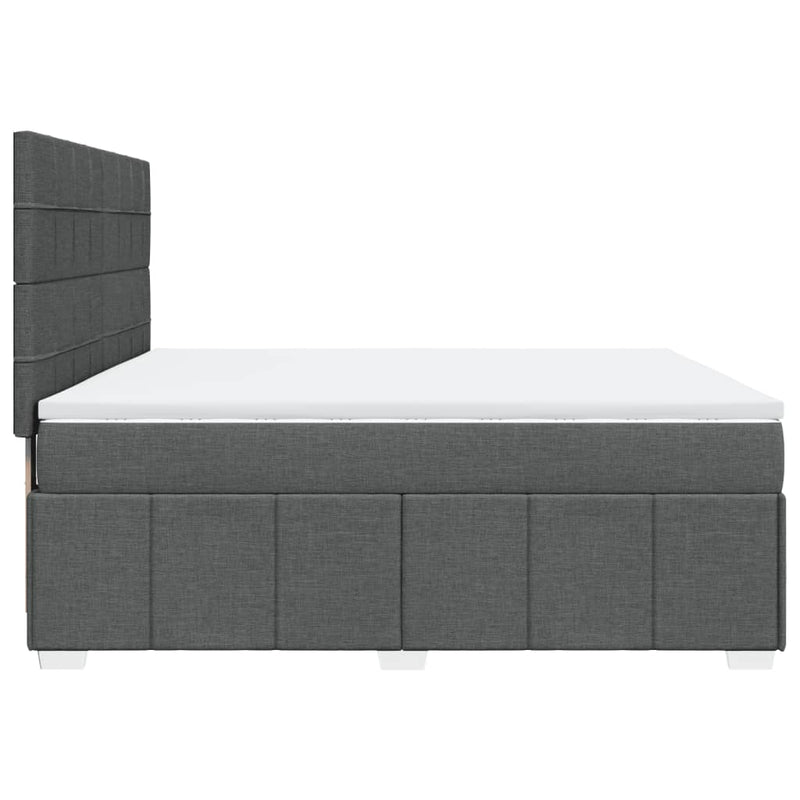 Pat box spring cu saltea, gri închis, 180x200 cm, textil