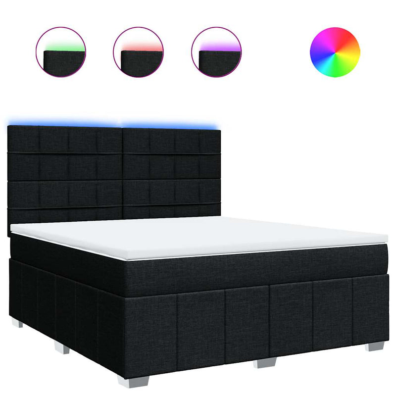 Pat box spring cu saltea, negru, 180x200 cm, catifea