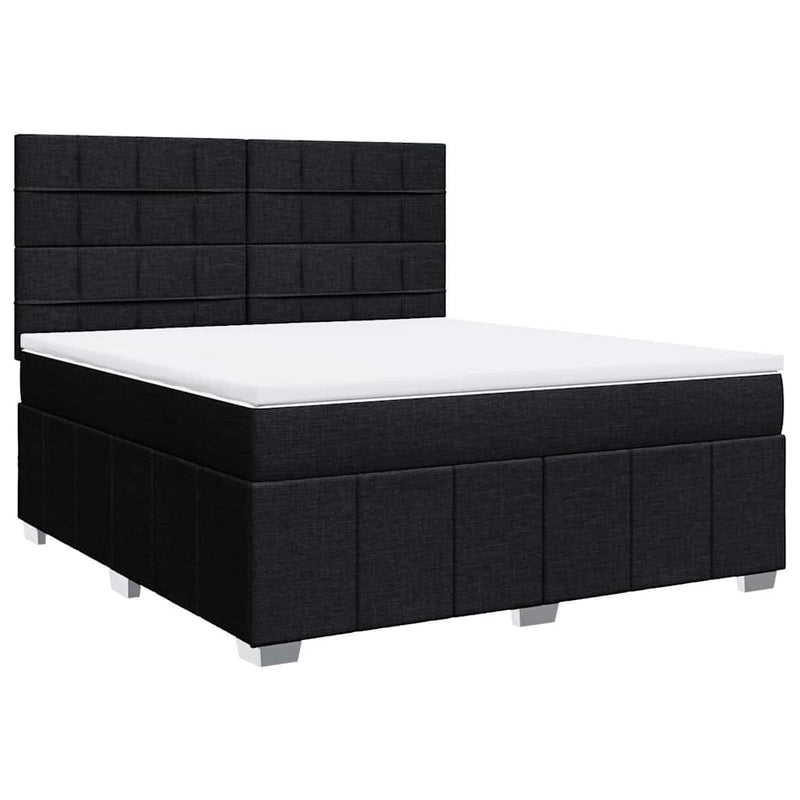 Pat box spring cu saltea, negru, 180x200 cm, catifea