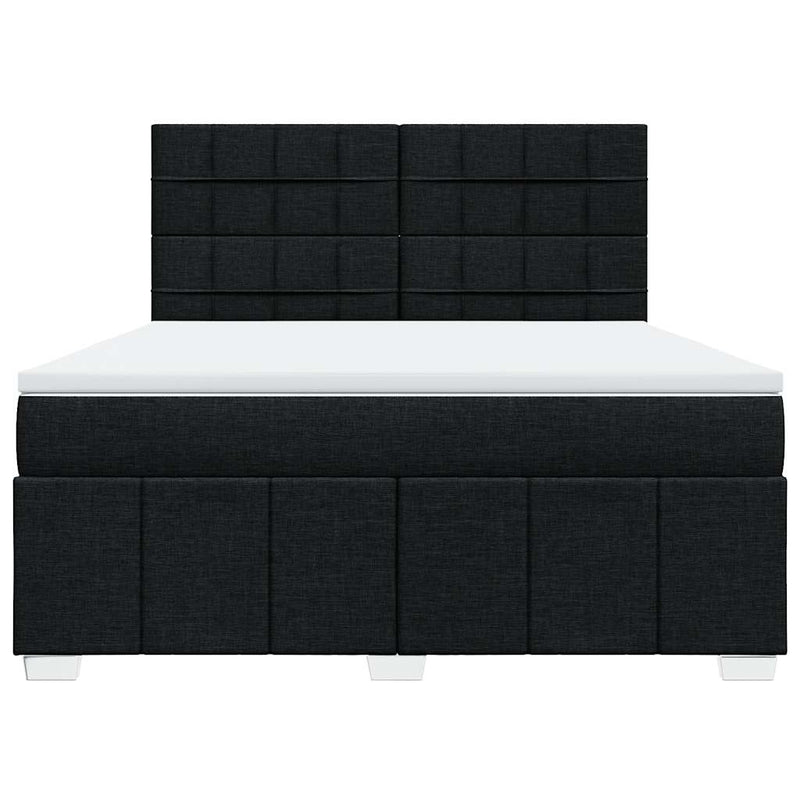 Pat box spring cu saltea, negru, 180x200 cm, catifea