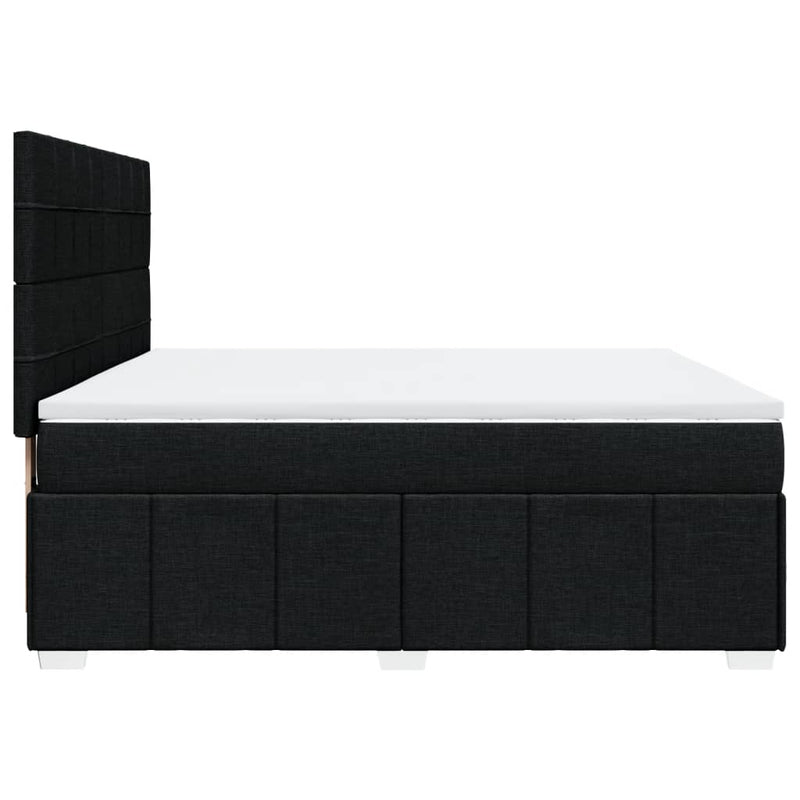 Pat box spring cu saltea, negru, 180x200 cm, catifea