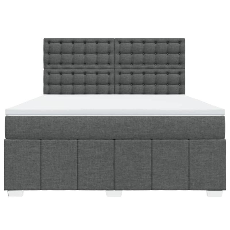 Pat box spring cu saltea, gri închis, 180x200 cm, textil