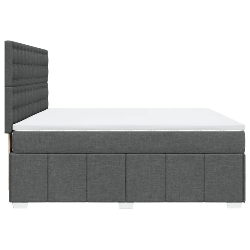 Pat box spring cu saltea, gri închis, 180x200 cm, textil