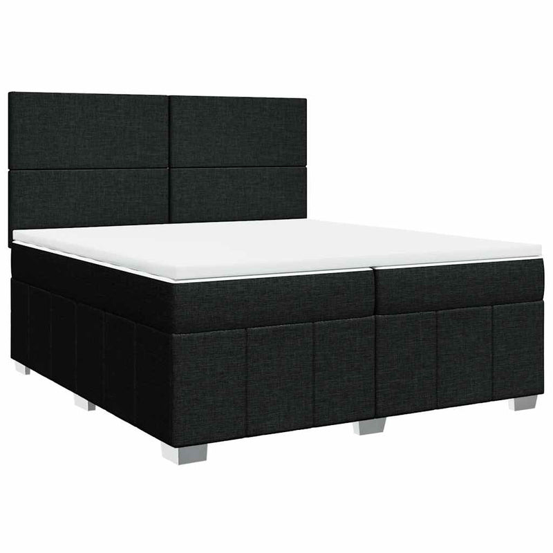 Pat box spring cu saltea, negru, 200x200 cm, textil