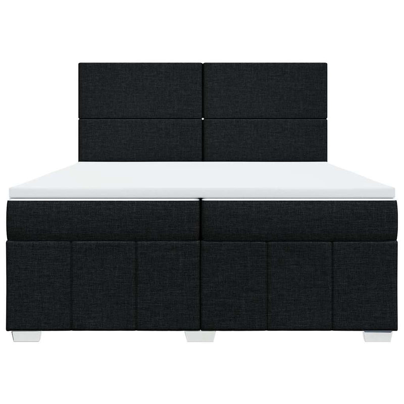 Pat box spring cu saltea, negru, 200x200 cm, textil