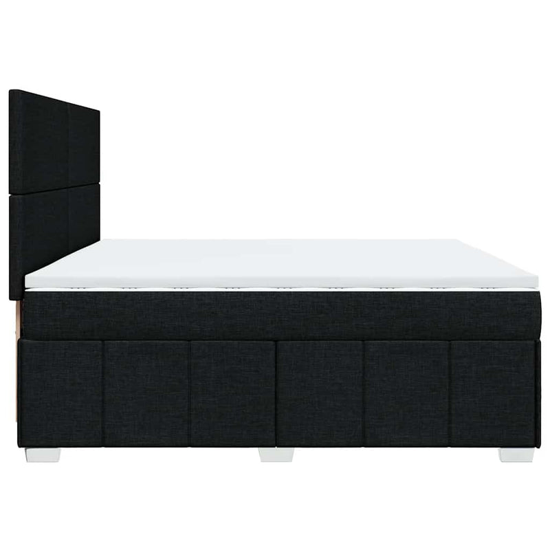 Pat box spring cu saltea, negru, 200x200 cm, textil