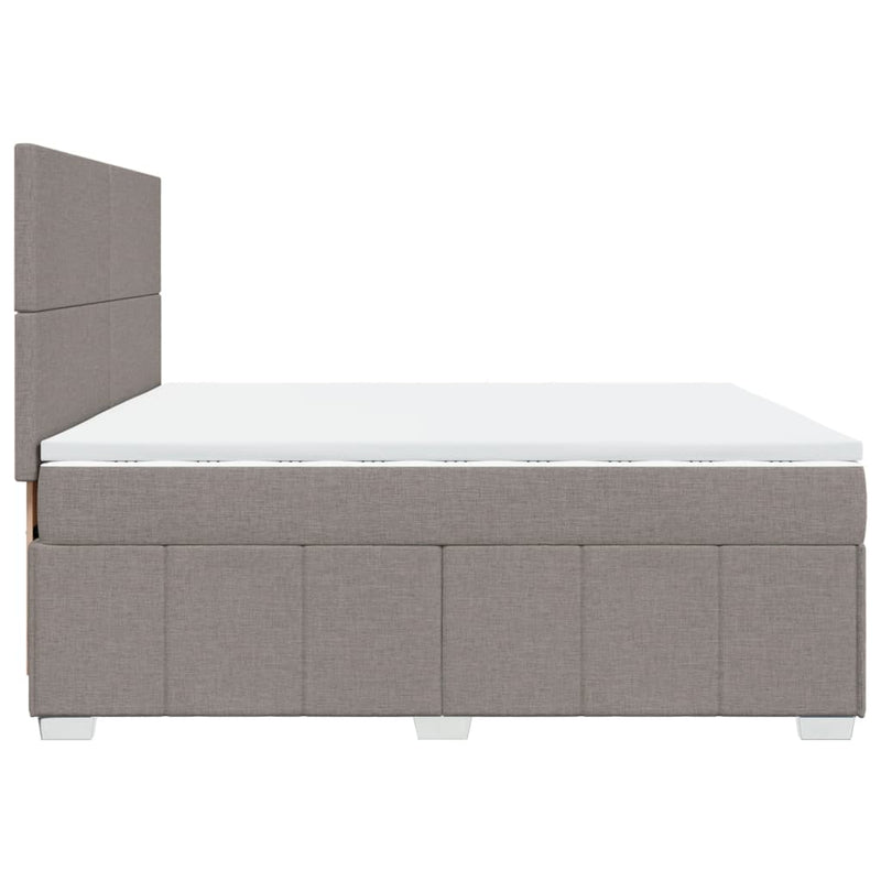 Pat box spring cu saltea, gri taupe, 200x200 cm, textil