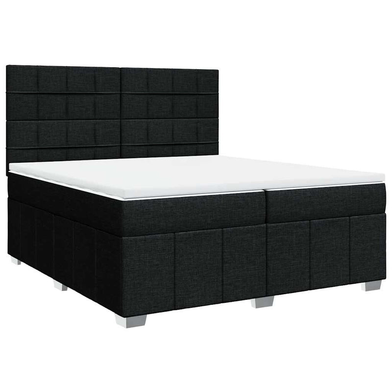 Pat box spring cu saltea, negru, 200x200 cm, textil