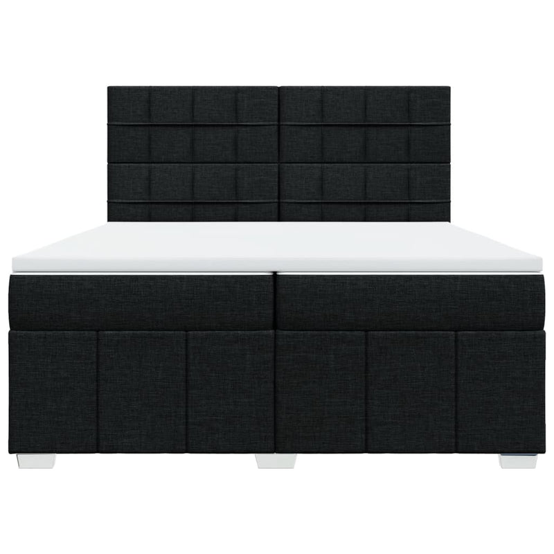 Pat box spring cu saltea, negru, 200x200 cm, textil