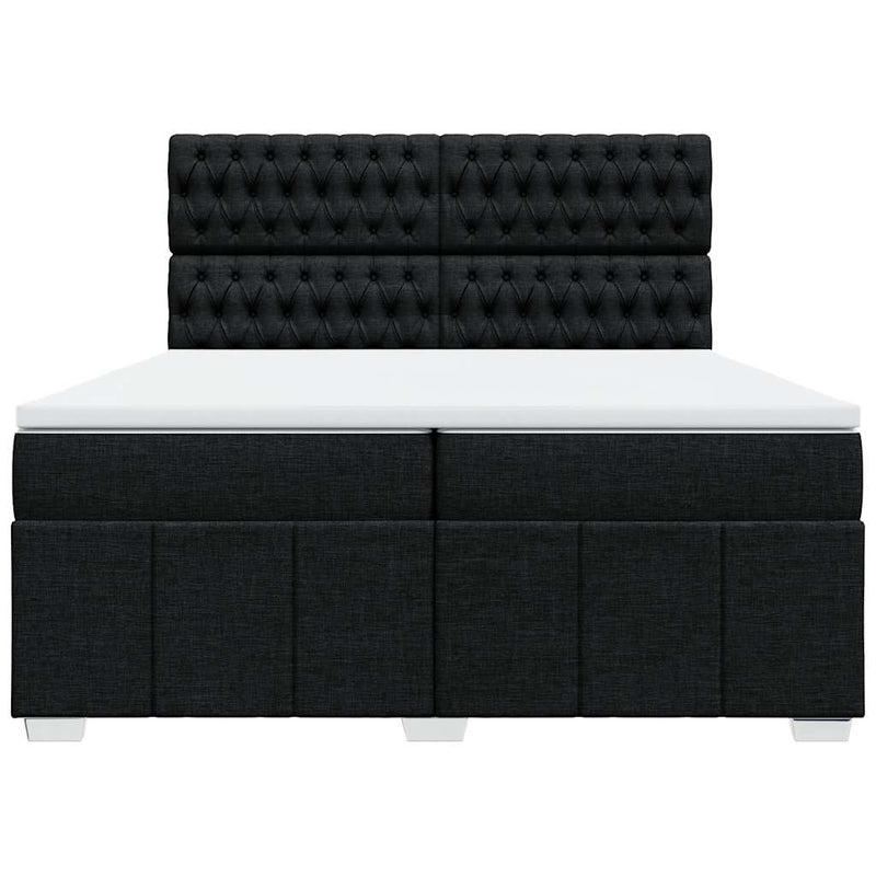 Pat box spring cu saltea, negru, 200x200 cm, textil