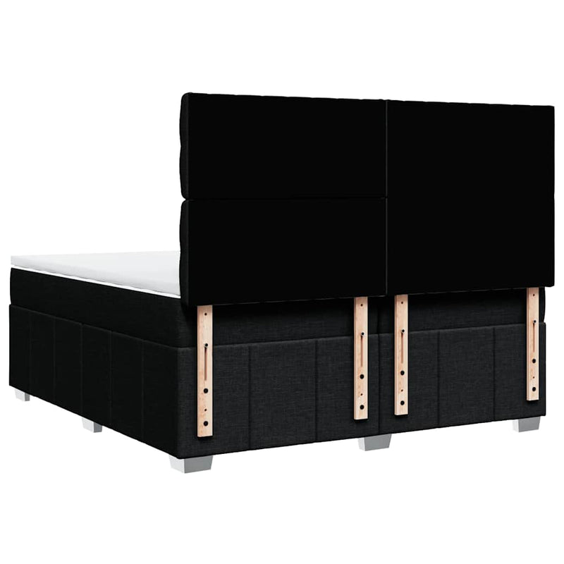 Pat box spring cu saltea, negru, 200x200 cm, textil
